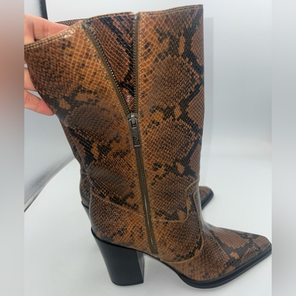 Franco Sarto Womens Jaxon Mid Calf Heeled Boot Snakeskin Embossed Size 8.5M NWB - Picture 12 of 14
